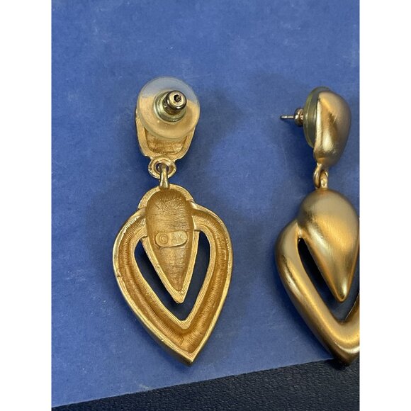Vintage Anne Klein Earrings Door Knocker Signed Pierced Gold Tone 90's Runway AK - Picture 3 of 5